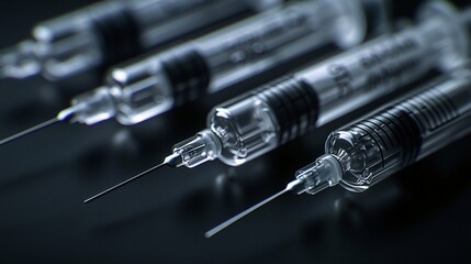 Vaccination procedures importance of syringes in medical science lab environment close-up view