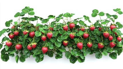 Obraz premium Ripe Strawberries in Lush Bush Collection