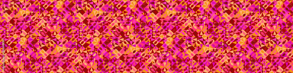 Poster seamless horizontal multicolored mosaic pattern background - abstract geometrical wide vector illust