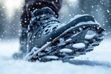 Footsteps in fresh snow create a serene winter landscape in a forest setting
