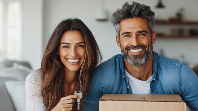 Ownership and Joyful New Homeowners Smiling