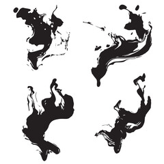 set of four blot drawings on a white background, vector, graphics
