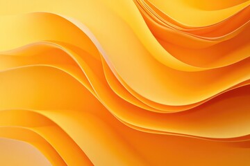 3d render of yellow paper waves. Close-up abstract background. Abstract background with paper waves, modern wallpaper with yellow orange wavy folds. MZ