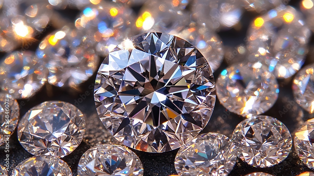 Poster a stunning diamond surrounded by a cluster of radiant diamonds creating a glamorous visual display o