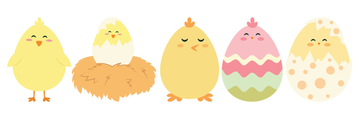 Cute Easter Eggs Featuring Bunnies, Chicks, Carrots, and Colorful Patterns
