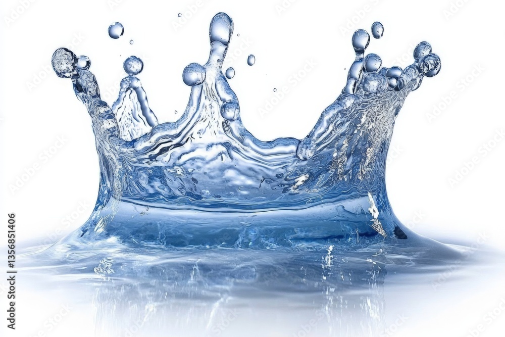 Poster Water splashes creating dynamic waves on a calm surface in a bright environment