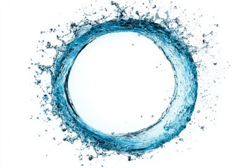 Water splash creates a circular shape amid white backdrop during bright daylight