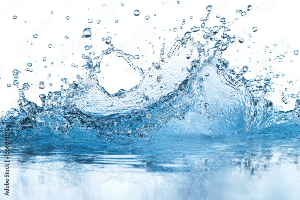Poster Water splashes create dynamic patterns in clear aquatic environment during daylight