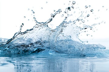 Water splash creates dynamic patterns in a serene blue pool during midday sunlight