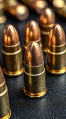 Ammunition Bullets on Dark Surface