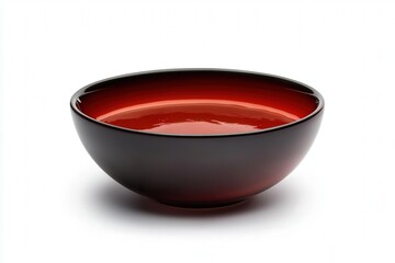 Elegant black and red ceramic bowl on white background.