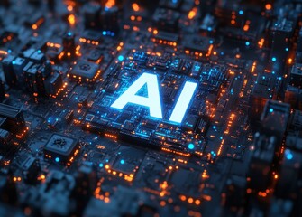 A computer chip with the letters AI on it