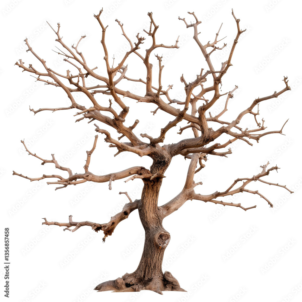 Poster leafless tree with twisted branches showcasing intricate details and textures in nature
