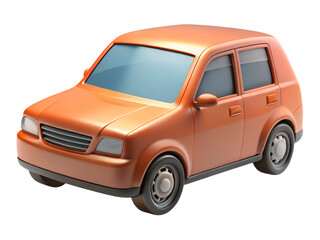 Orange Cartoon Car Illustration Isolated on transparent Background for Transportation Design