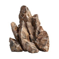 Detailed Close-Up of Unique Brown Rock Formation Isolated on White Background for Nature Projects