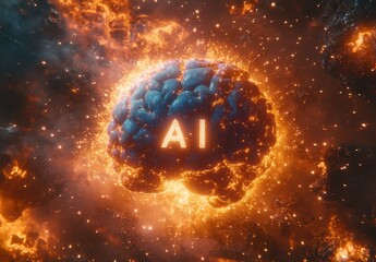 A brain with the letters AI on it