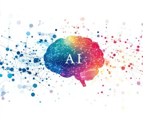 A colorful brain with the letters AI written on it