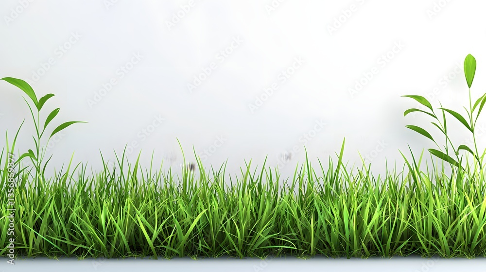 Poster fresh green grass against a pristine white background for stunning and versatile powerpoint presenta