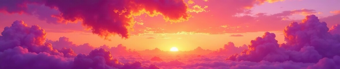 Abstract watercolor painting of a vibrant sunset sky in shades of orange and purple,  colorful,  sky