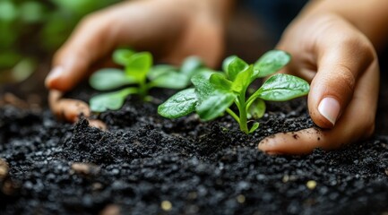 A person is holding a plant in their hand