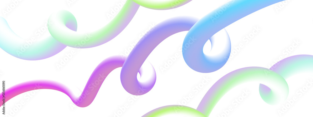 Aufkleber Abstract colorful 3D fluid shapes with gradient swirls on transparent background, modern dynamic motion design elements