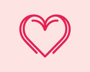 Heart logo design icon symbol vector template. Outline love heart logo vector icon illustration