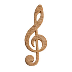 Fototapeta premium Elegant Wooden Treble Clef Symbol Isolated on White Background for Musical Themes