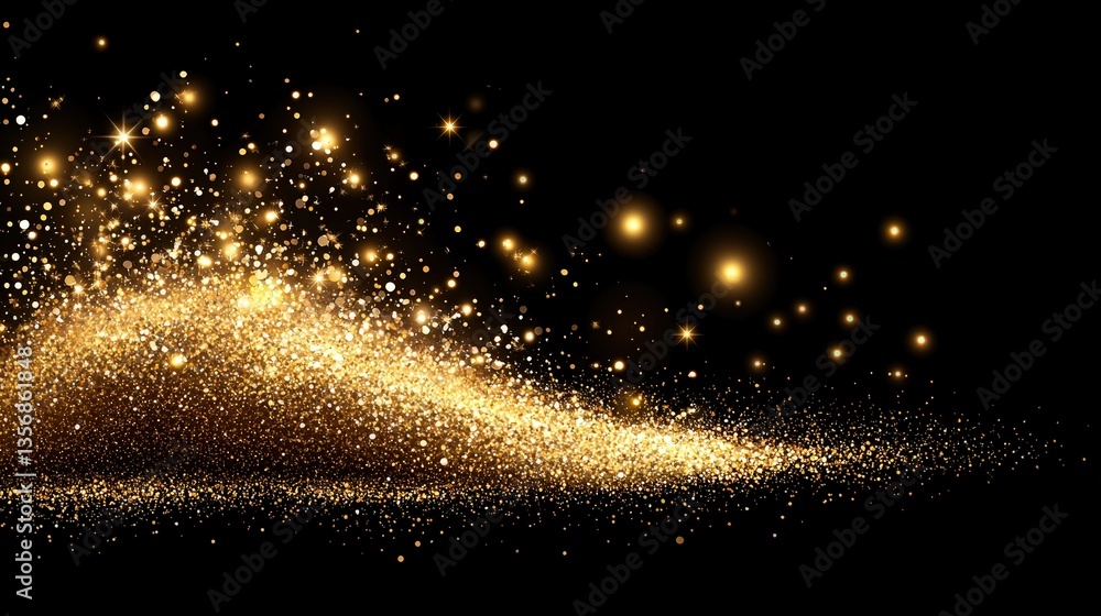 Poster captivating gold dust explosion creating a stunning visual effect of sparkles in the air