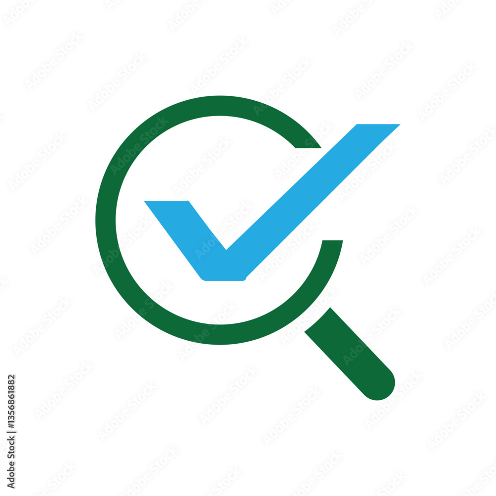 Poster the image shows a logo design of a magnifying glass with a checkmark sign. it looks clean and sharp 