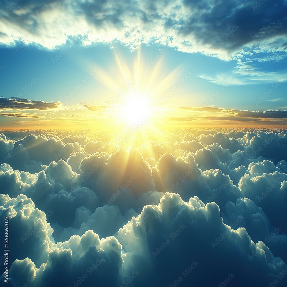 Aufkleber radiant sunlight streaming through clouds creating a beautiful display of light in the sky