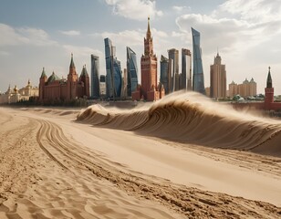 Obraz premium Sandstorm Over Moscow Skyline