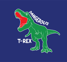 Dangerous Green T-Rex Dinosaur Roaring Vector Desig
