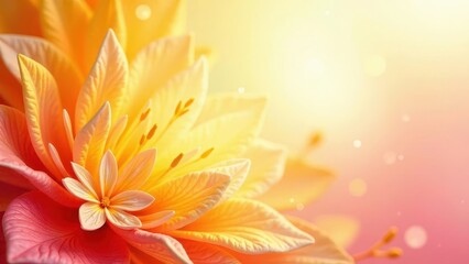 Fototapeta premium A vibrant close-up showcasing the delicate beauty of a sunlit flower, its petals radiating warmth and serenity against a soft, pastel background.