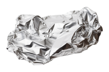 crumpled aluminum foil isolated on white or transparent png