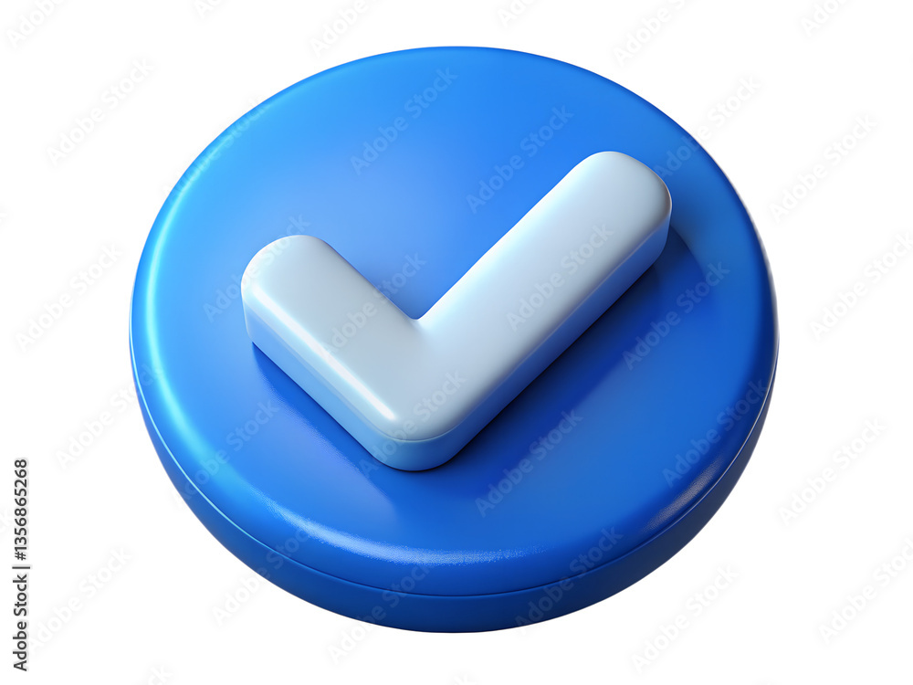 Aufkleber 3d render of a blue checkmark icon on a circular button for approval or confirmation