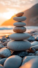 Balanced Stones at Sunset Beach