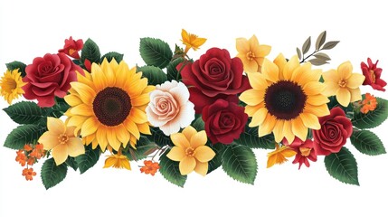 Naklejka premium Colorful Garden Flowers Collection