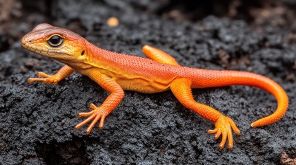 Fototapeta premium Orange Lizard on Volcanic Rock