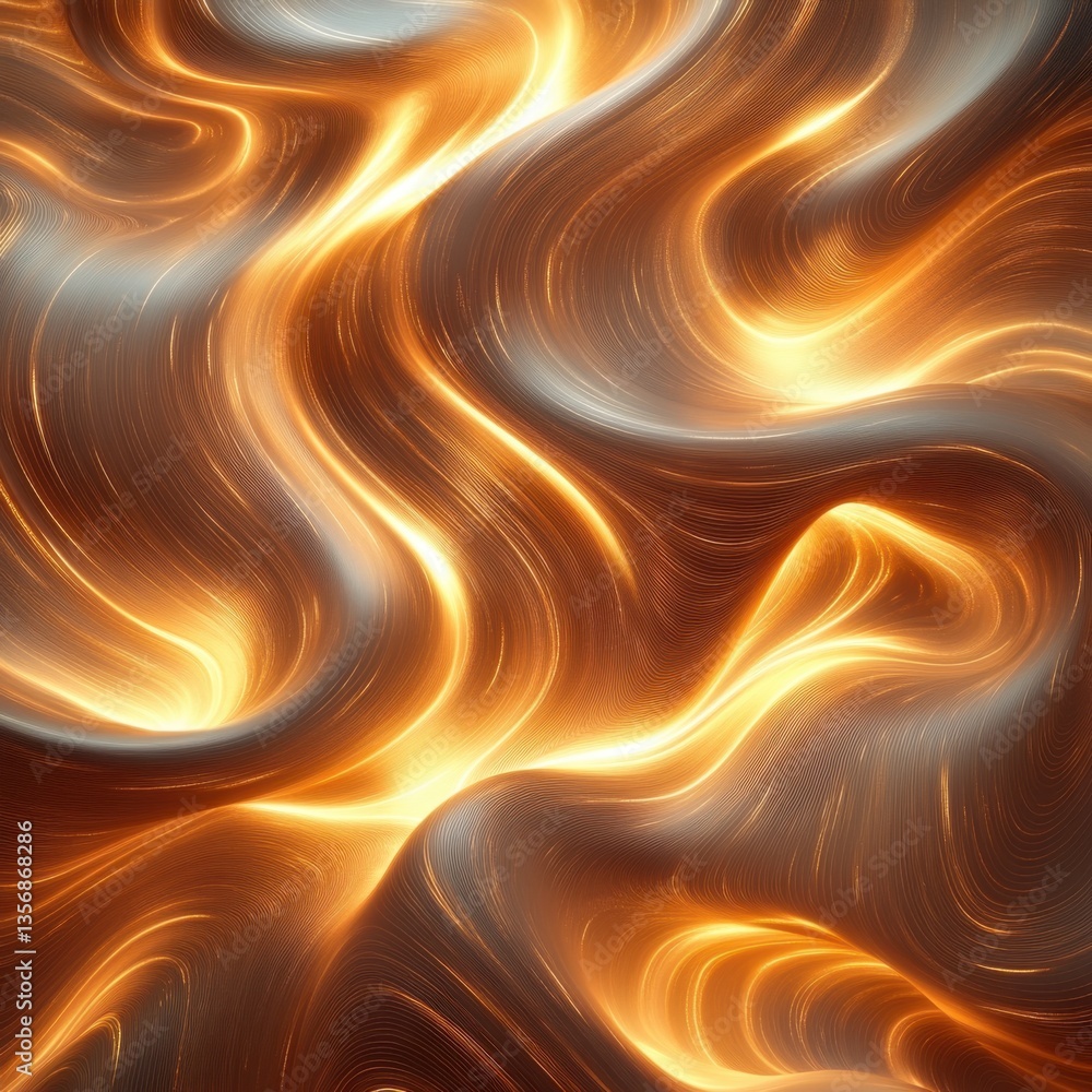 Poster abstract luminous waves of golden light and silver hues create a captivating and dynamic background 