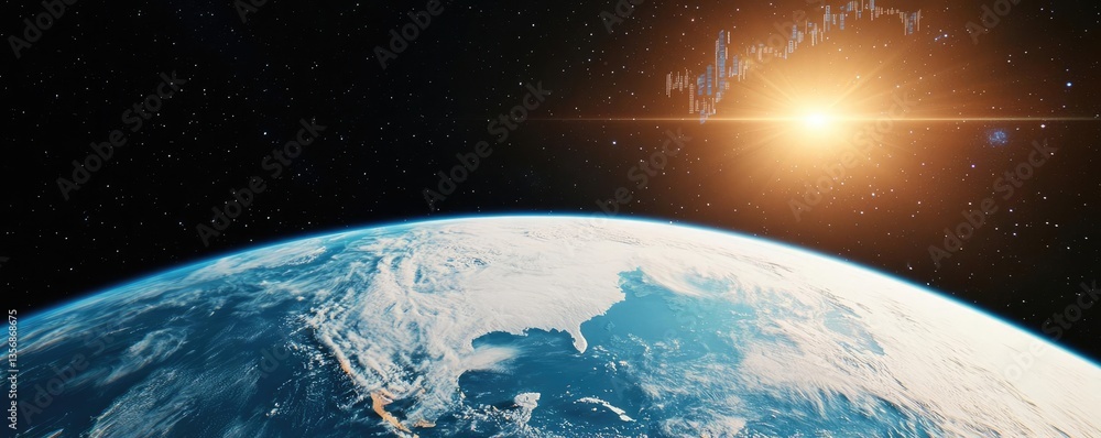Aufkleber earth at night symbolizing global business and communication concept. stunning view of earth from sp