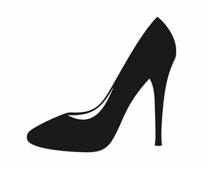 Elegant black high heel shoe silhouette.