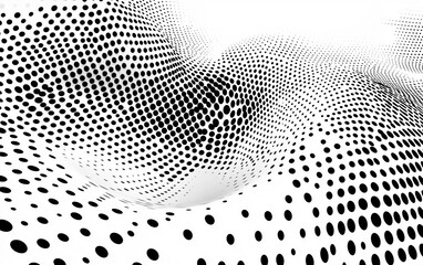 Abstract Black and White Dotted Halftone Pattern with Wavy Surface for Backgrounds and Designs