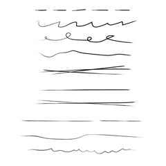 Grunge lines. Hand drawn. Lines for emphasizing, highlighting.	