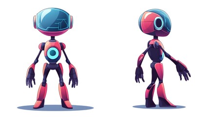 Professional Humanoid Robot Character with Articulated Legs and Hand