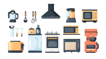 Professional Vector Kitchen Appliances for Extractor Hood and Meat Grinding Tasks