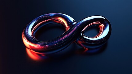 Fototapeta premium Iridescent Infinity, Chromatic Reflections on a M,bius Loop Symbol