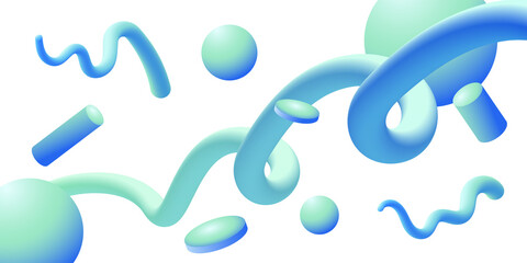 Fototapeta premium Abstract colorful 3D fluid shapes with gradient swirls on transparent background, modern dynamic motion design elements