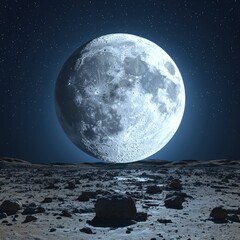 Breathtaking view of the moon captured from the surface of the moon displaying its unique texture