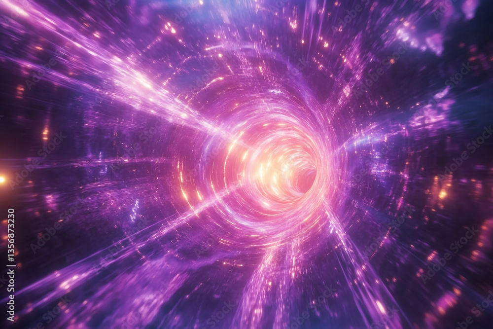 Aufkleber abstract purple tunnel with swirling light and energy creating a vortex like effect in space time