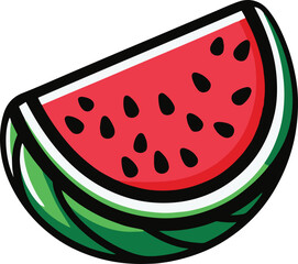 Watermelon Tropical Fruit Simple Outline.